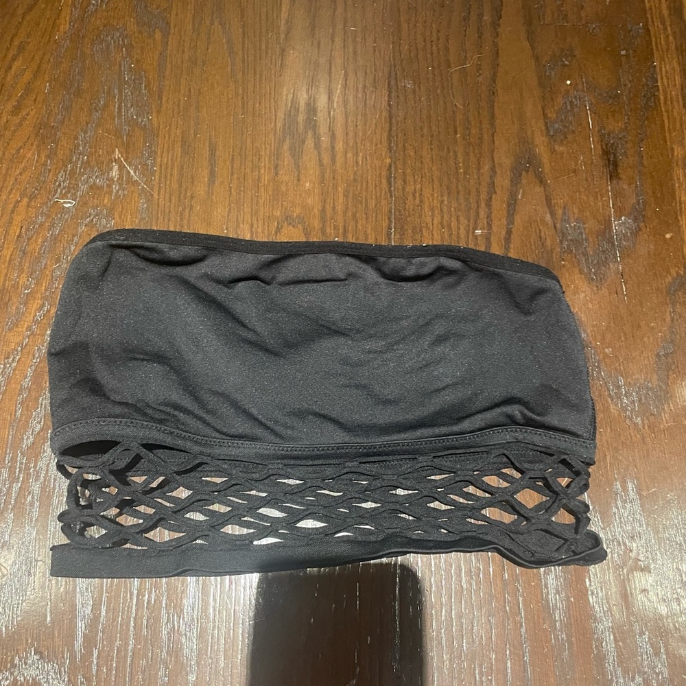 PINK black tube top with mesh pattern